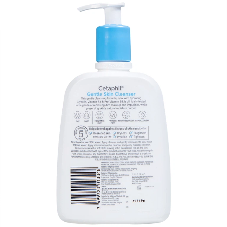 Sữa rửa mặt dịu nhẹ Cetaphil Gentle Skin Cleanser cung cấp độ ẩm cho da (500ml)