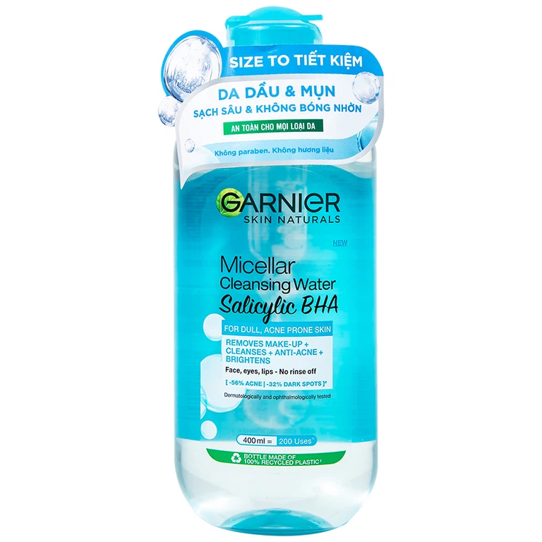Nước tẩy trang Garnier Skin Naturals Micellar Cleansing Water Salicylic BHA dành cho da dầu và mụn (400ml)