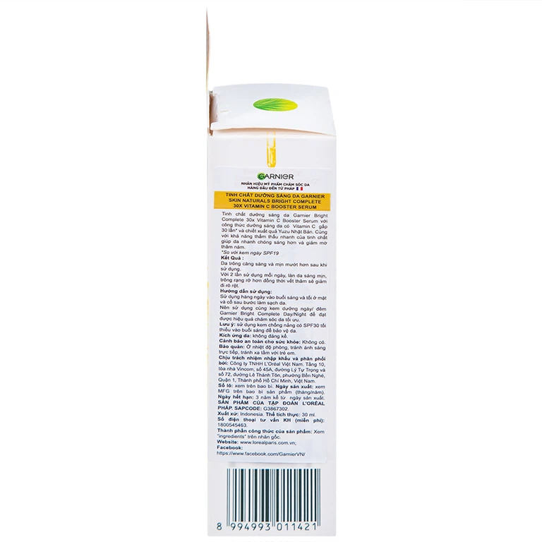 Tinh chất dưỡng sáng da Garnier Skin Naturals Bright Complete 30x Vitamin C Booster Serum (30ml)