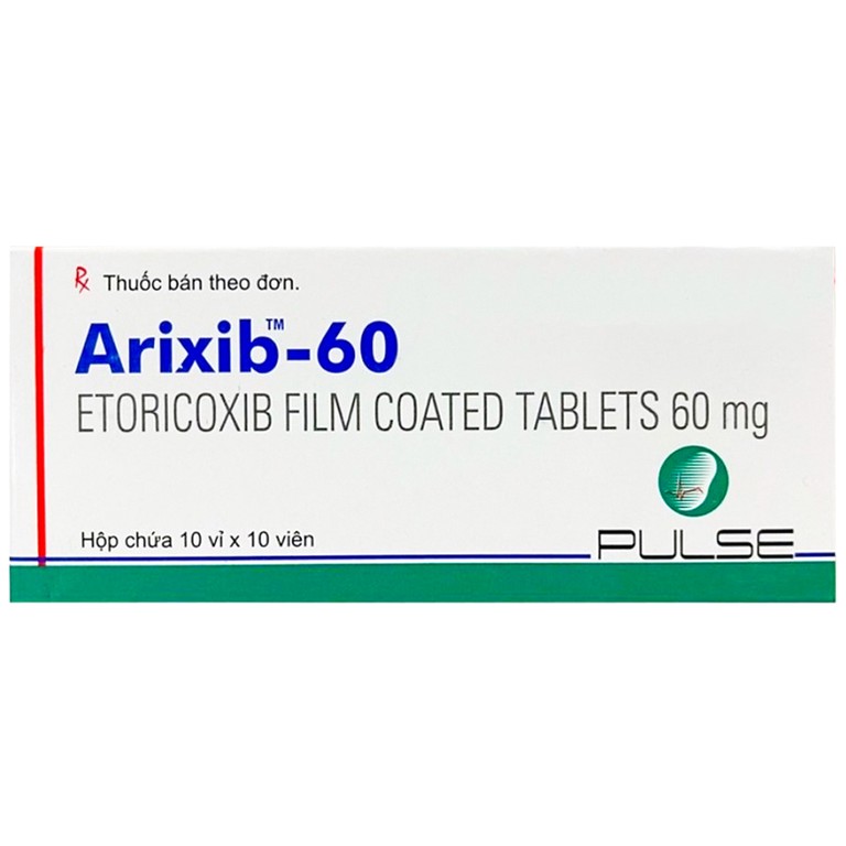 Thuốc Arixib-60 Pulse điều trị triệu chứng của viêm khớp dạng thấp, viêm đốt sống dạng thấp (10 vỉ x 10 viên)