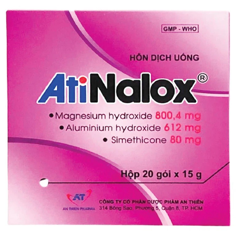 Hỗn dịch uống AtiNalox 15g An Thiên điều trị viêm loét dạ dày - tá tràng cấp, mạn tính (20 gói)