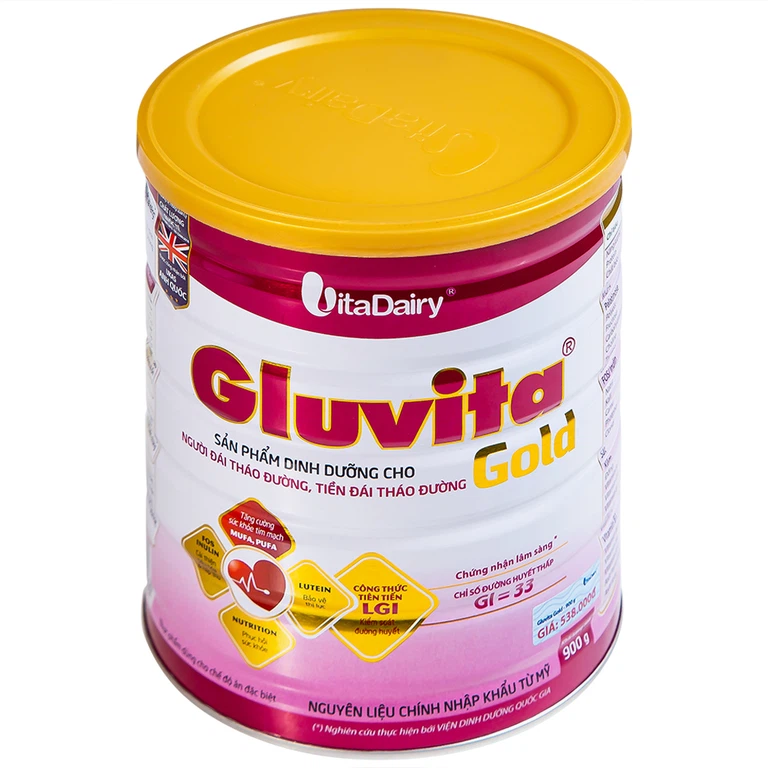 Sữa bột Gluvita Gold Vitadairy bổ sung dinh dưỡng cho người đái tháo đường, tiền đái tháo đường (900g)