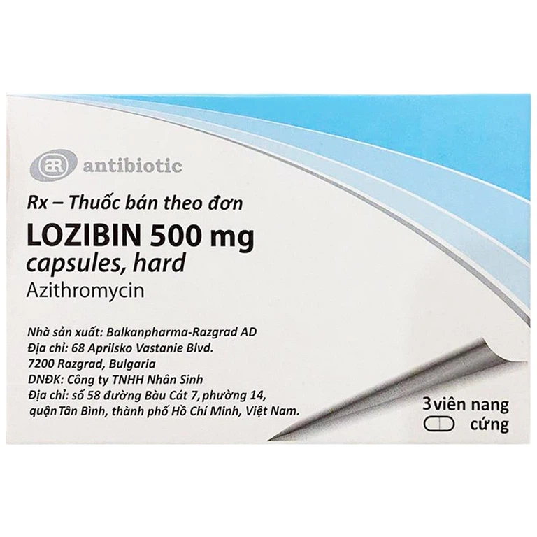 Thuốc Lozibin 500mg Balkanpharma điều trị viêm nhiễm đường hô hấp dưới, trên (1 vỉ x 3 viên)