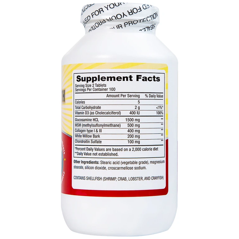 Viên uống Triple Strength Glucosamine 1500mg Pharmekal bổ sung dưỡng chất cho khớp (200 viên)