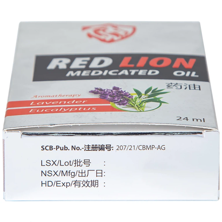 Dầu gió lăn Red Lion Medicated Oil White Agimexpharm ấm da vùng xoa, sử dụng massage hỗ trợ thư giãn (24ml)