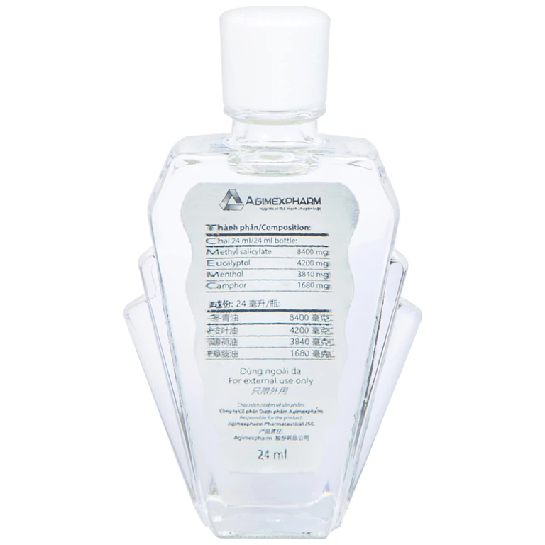 Dầu gió lăn Red Lion Medicated Oil White Agimexpharm ấm da vùng xoa, sử dụng massage hỗ trợ thư giãn (24ml)