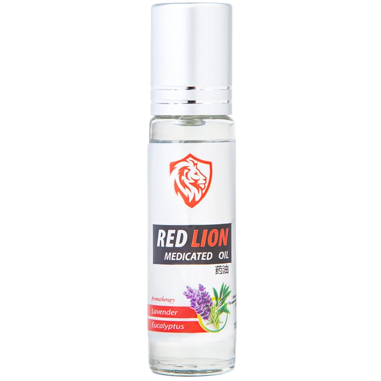 Dầu gió lăn Red Lion Medicated Oil White Agimexpharm ấm da vùng xoa, sử dụng massage hỗ trợ thư giãn (10ml)