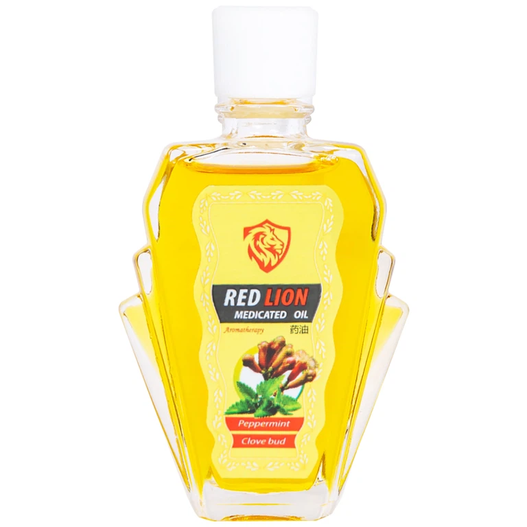 Dầu gió lăn Red Lion Medicated Oil Yellow Agimexpharm ấm da vùng xoa, sử dụng massage hỗ trợ thư giãn (24ml)