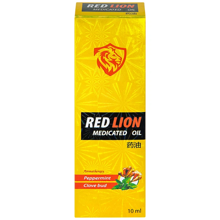Dầu gió lăn Red Lion Medicated Oil Yellow Agimexpharm ấm da vùng xoa, sử dụng massage hỗ trợ thư giãn (10ml)