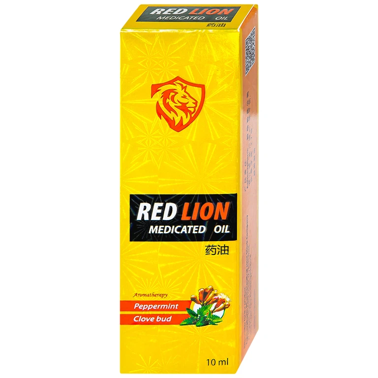 Dầu gió lăn Red Lion Medicated Oil Yellow Agimexpharm ấm da vùng xoa, sử dụng massage hỗ trợ thư giãn (10ml)