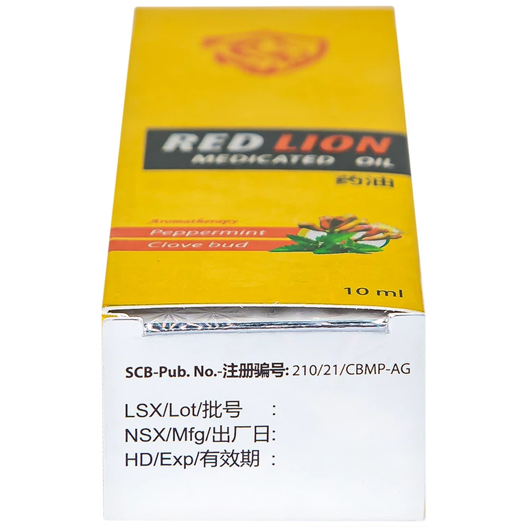 Dầu gió lăn Red Lion Medicated Oil Yellow Agimexpharm ấm da vùng xoa, sử dụng massage hỗ trợ thư giãn (10ml)