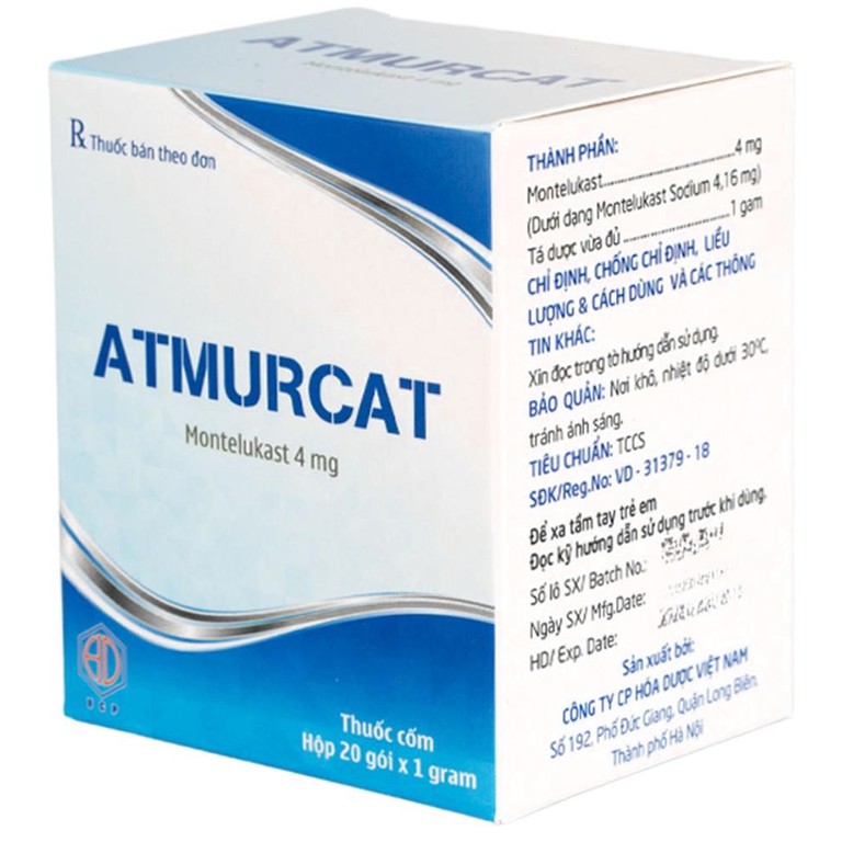 Thuốc cốm Atmurcat 4mg Hóa Dược dự phòng và điều trị các bệnh hô hấp (20 gói x 1g)