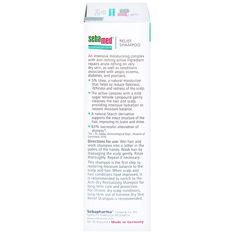 Dầu gội đầu giảm khô, ngứa Sebamed  Extreme Dry Skin Relief Shampoo 5% Urea (200ml)