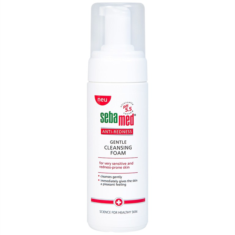 Sữa rửa mặt bọt cho da siêu nhạy cảm, phục hồi biến chứng da Sebamed Anti-Redness Gentle Cleansing Foam (150ml)