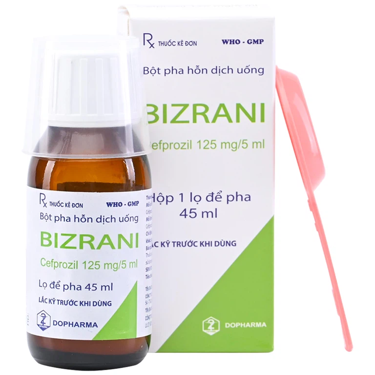 Bột pha hỗn dịch uống Bizrani 125mg/5ml Dopharma điều trị nhiễm khuẩn đường hô hấp (45ml)