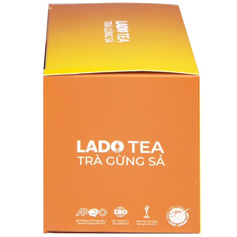Trà gừng sả Lado Tea Premium Ladophar hỗ trợ giảm các triệu chứng đau đầu (20 túi x 2g)