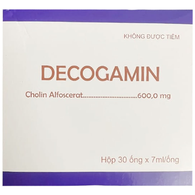 Dung dịch uống Decogamin 600mg Medisun dùng cho đột quỵ, chấn thương sọ não, sa sút trí tuệ (30 ống x 7ml)