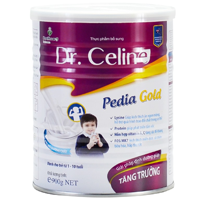 Sữa bột Pedia Gold Dr. Celine kích thích ăn ngon miệng, tăng đề kháng cho trẻ từ 1 đến 10 tuổi (900g)