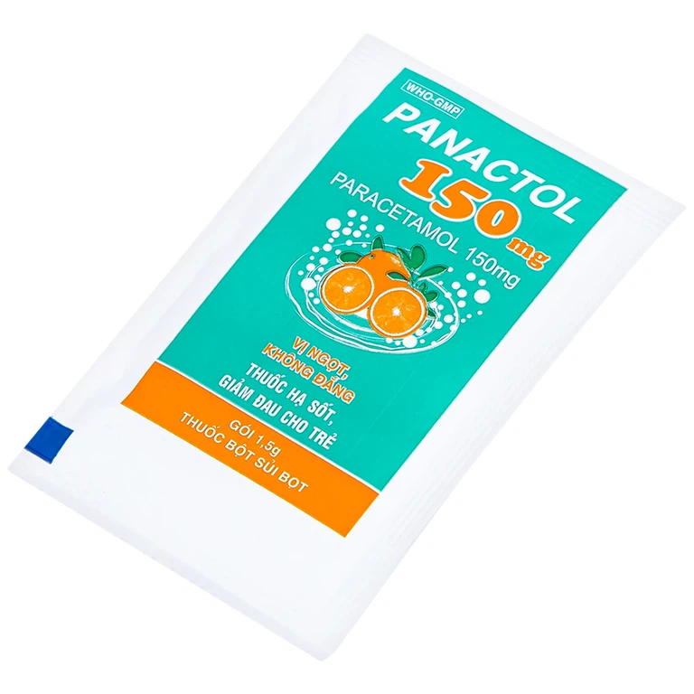 Bột sủi Panactol 150mg Khapharco vị ngọt, không đắng, hạ sốt, giảm đau cho trẻ (48 gói x 1.5g)