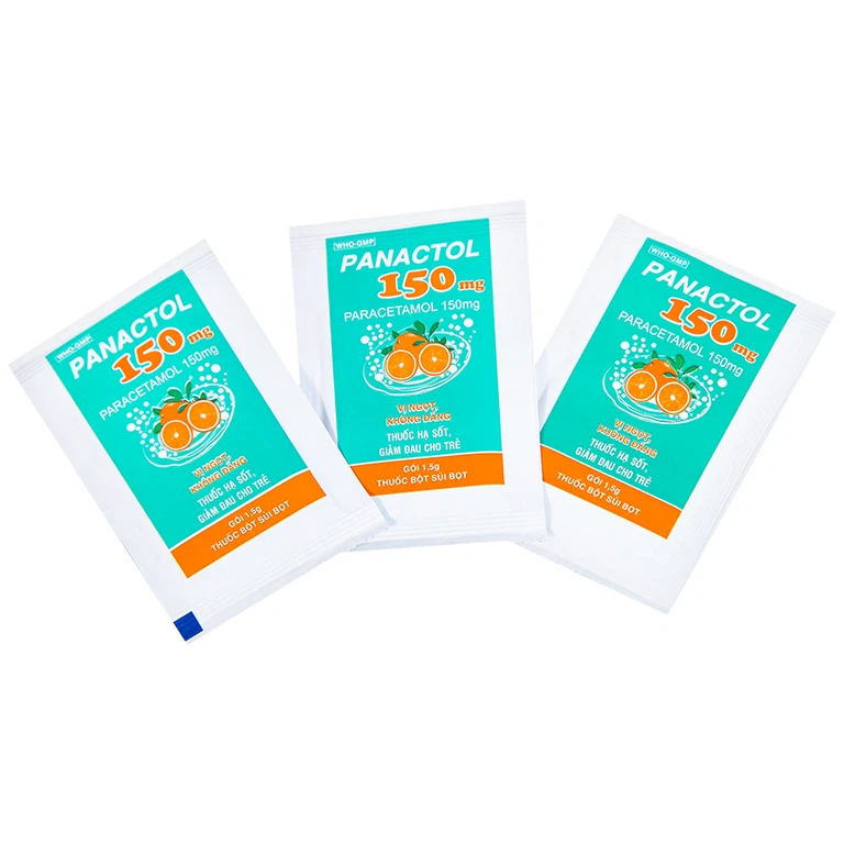 Bột sủi Panactol 150mg Khapharco vị ngọt, không đắng, hạ sốt, giảm đau cho trẻ (48 gói x 1.5g)