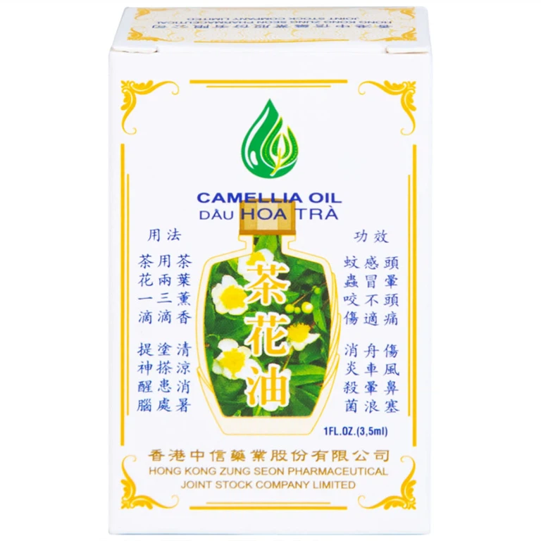 Dầu Hoa Trà Camellia Oil Hong Kong Zung Seon hỗ trợ điều trị cảm cúm, nghẹt mũi, chóng mặt, nhức đầu (3.5ml)