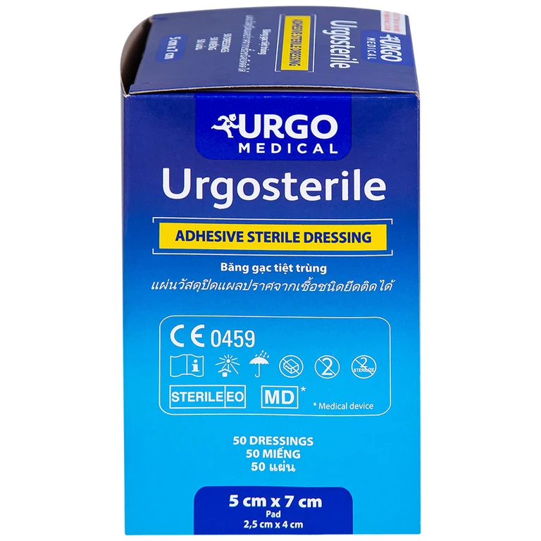 Băng dán có gạc Urgosterile size 5cm x 7cm băng các vết thương do phẫu thuật, khâu, chấn thương (50 miếng)