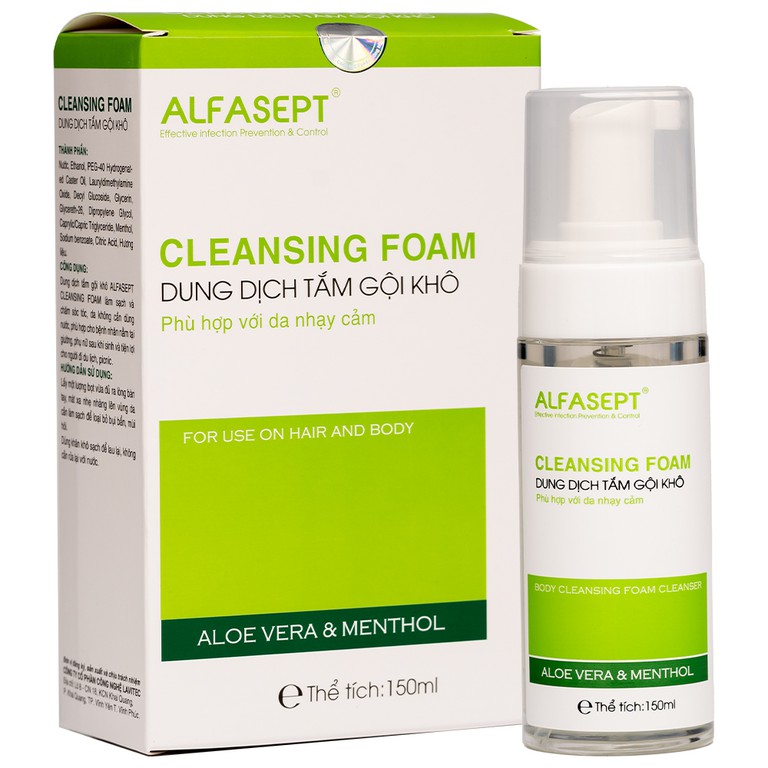 Dung dịch tắm gội khô Alfasept Cleansing Foam phù hợp với da nhạy cảm (150ml)