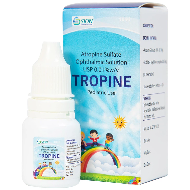 Dung dịch nhãn khoa Tropine SION kiểm soát và làm chậm sự tiến triển của bệnh cận thị ở trẻ em (10ml)
