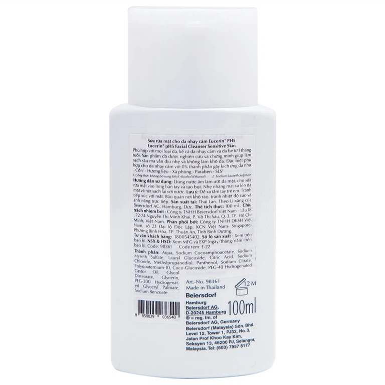 Sữa rửa mặt cho da nhạy cảm Eucerin PH5 Facial Cleanser Sensitive Skin (100ml)