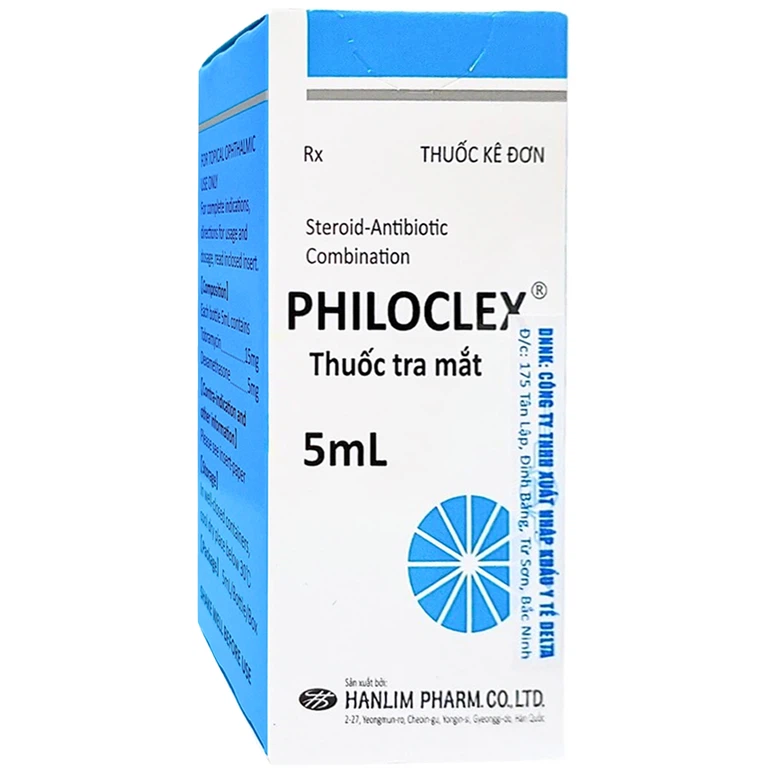 Thuốc tra mắt Philoclex 5ml Hanlim điều trị tại chỗ cho mắt, nhiễm trùng mắt