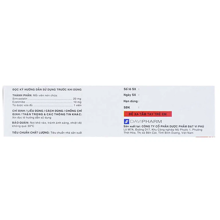 Viên nén Nasrix DaViPharm điều trị tăng cholesterol (4 vỉ x 7 viên)