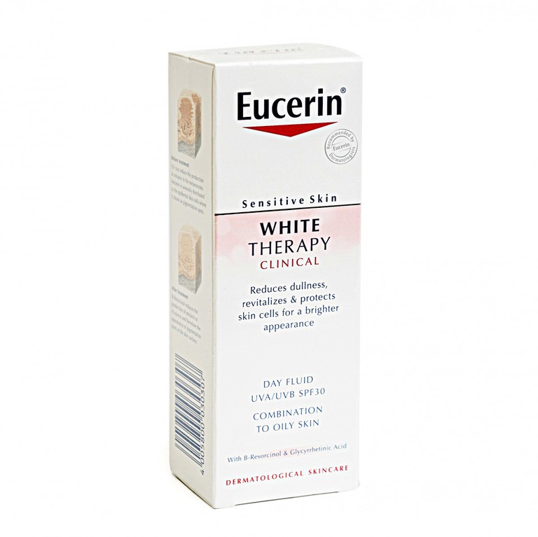 Kem dưỡng trắng da ban ngày Eucerin White Therapy Day Fluid UVA/UVB SPF30 chống nắng, cải thiện sạm da (50ml)