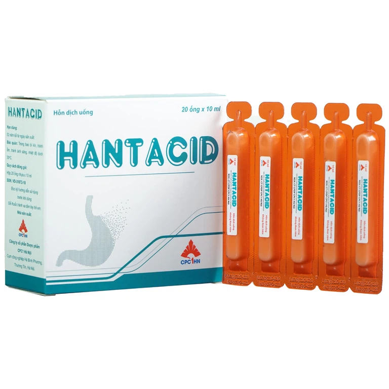 Thuốc Hantacid CPC1HN điều trị rối loạn tiêu hóa, điều trị triệu chứng của trào ngược dạ dày - thực quản (20 ống x 10ml)