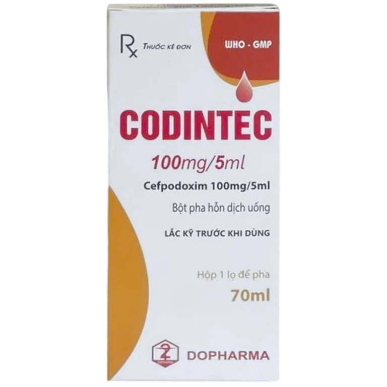 Bột pha hỗn dịch uống Codintec 100mg/5ml Dopharma điều trị nhiễm khuẩn (70ml)