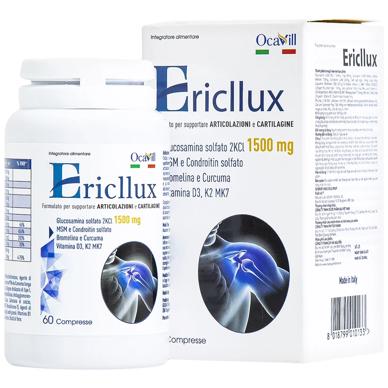 Viên uống Ericllux Ocavill hỗ trợ tăng tiết dịch khớp, giúp khớp vận động linh hoạt (60 viên)