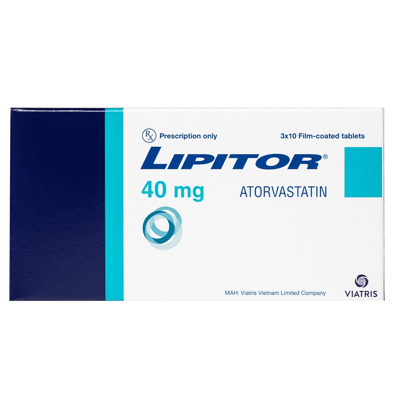 Viên nén Lipitor 40mg Pfizer điều trị tăng cholesterol toàn phần (3 vỉ x 10 viên) 