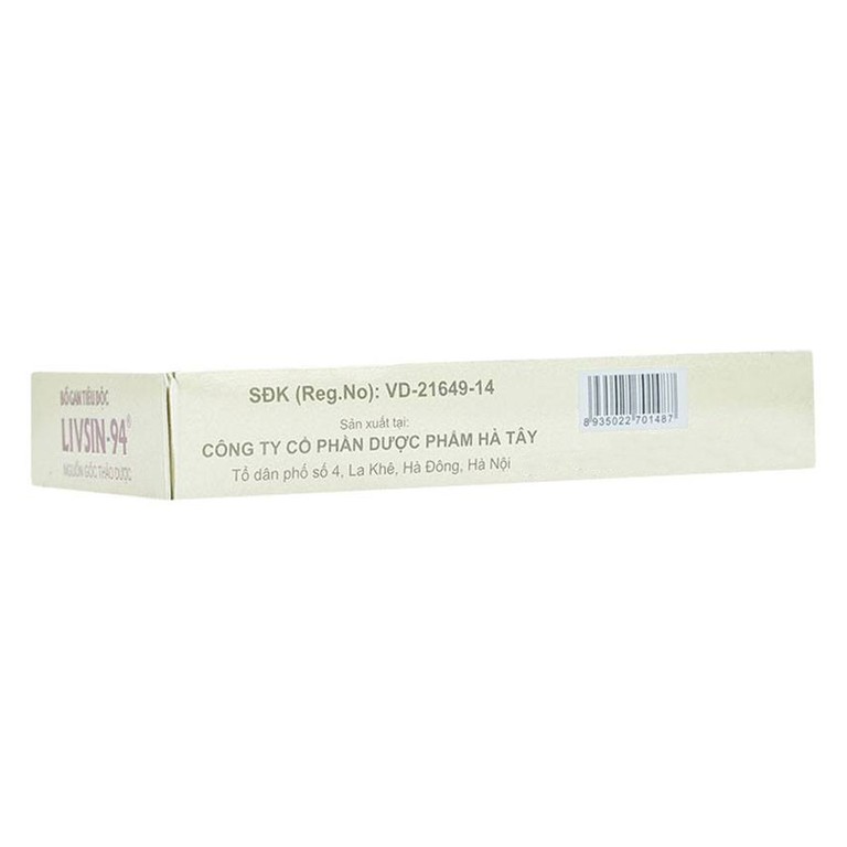 Viên nén Livsin-94 Hà Tây điều trị viêm gan cấp và mãn tính, suy gan (2 vỉ x 20 viên)