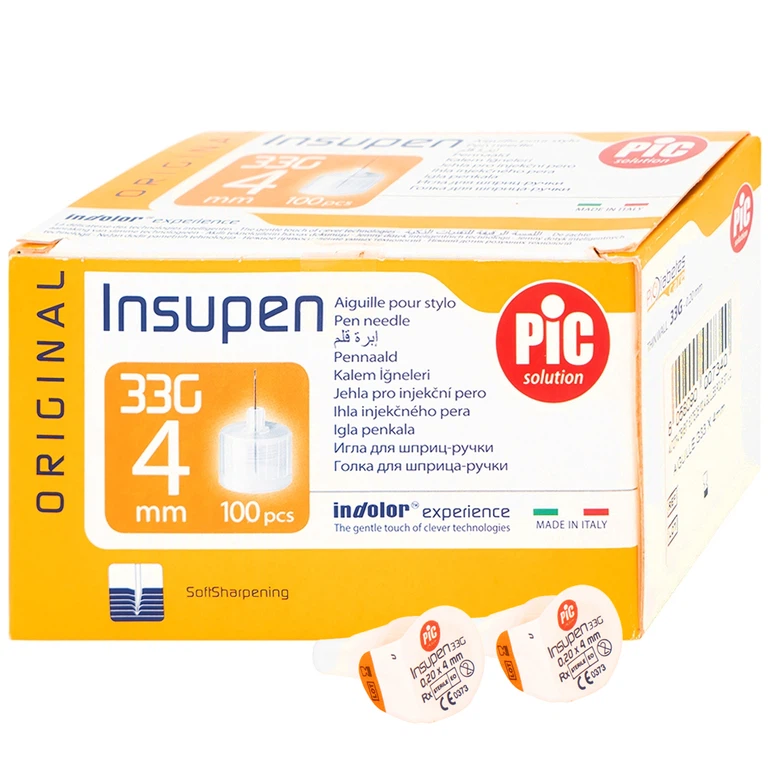 Đầu kim tiểu đường PIC Insupen Original dùng để gắn vào đầu bút tiêm Insulin (100 Cái)