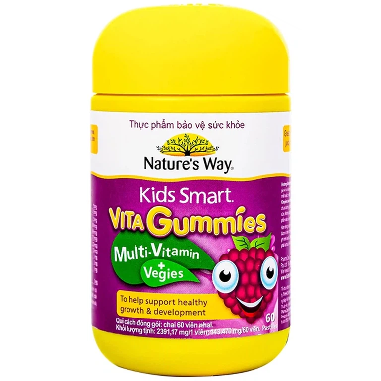 Viên nhai Kids Smart Nature's Way Vita Gummies Multi-vitamin Vegies bổ sung một số vitamin và tăng sức khỏe  (60 viên)