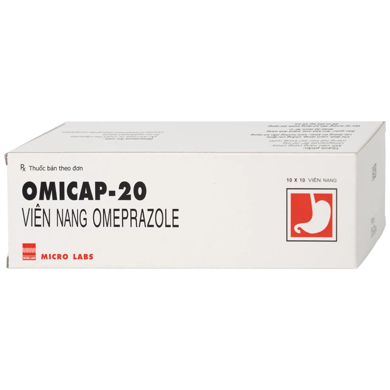 Thuốc Omicap-20 Micro điều trị loét tá tràng và dạ dày, hội chứng Zollinger – Ellison, trào ngược thực quản (10 vỉ x 10 viên)