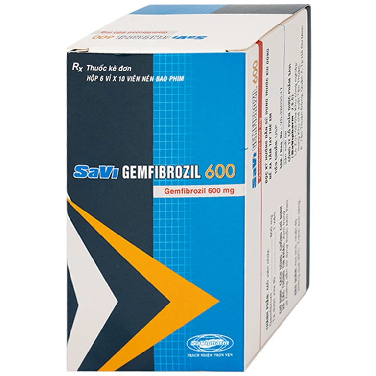 Thuốc SaVi Gemfibrozil 600 điều trị rối loạn mỡ máu (6 vỉ x 10 viên)