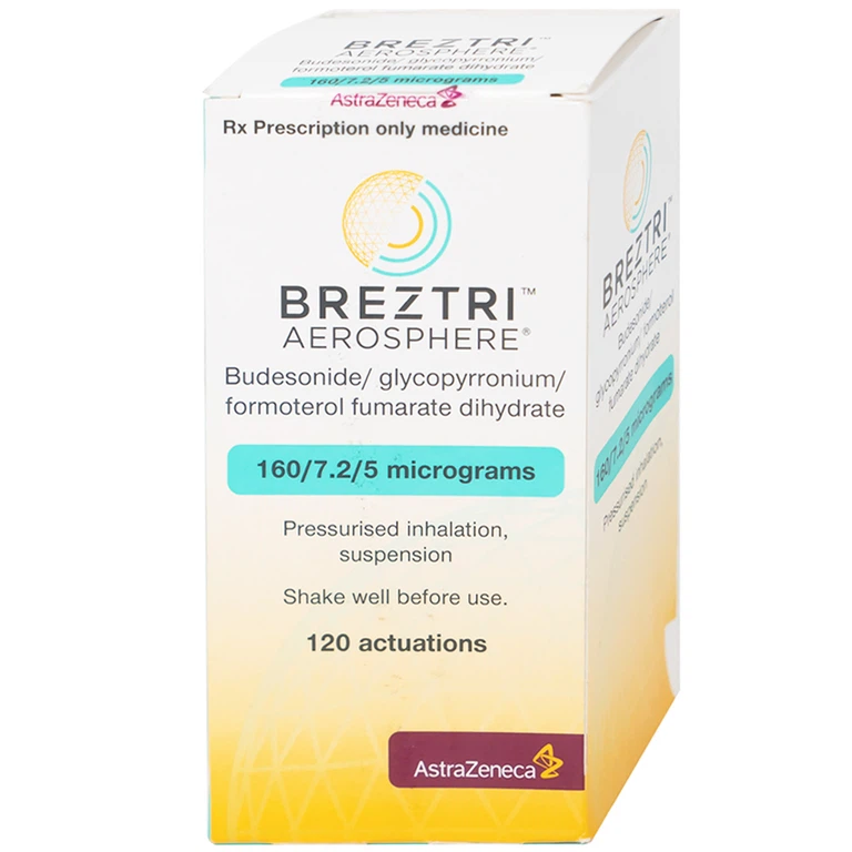 Thuốc hít Breztri 160/7.2/5mcg Astrazeneca giảm co thắt phế quản cấp tính (120 liều)