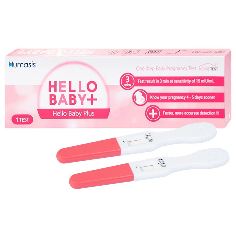 Que thử thai Hello Baby Plus Humasis cho kết quả nhanh trong 3 phút (1 que) 