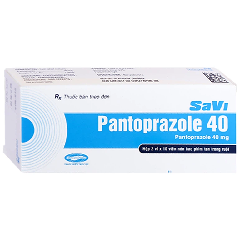 Thuốc SaVi Pantoprazole 40 điều trị loét dạ dày tá tràng (2 vỉ x 10 viên)