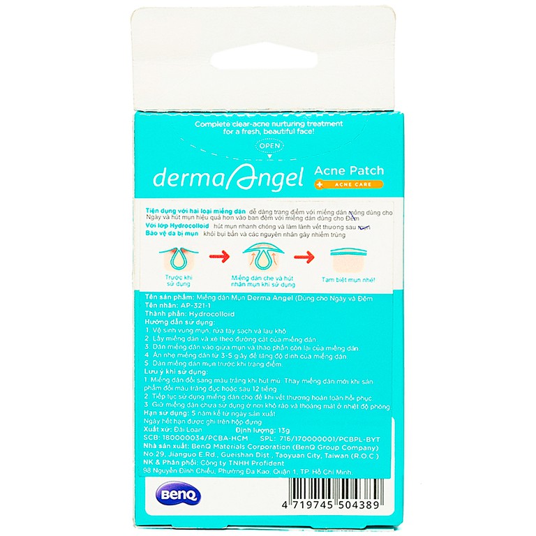 Miếng dán mụn Derma Angel Acne Patch Miacare dùng cho ngày và đêm (12 gói)