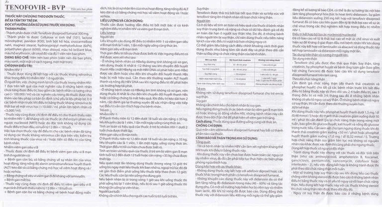 Thuốc Tenofovir-BVP điều trị và dự phòng kháng virus HIV, viêm gan B (3 vỉ x 10 viên)