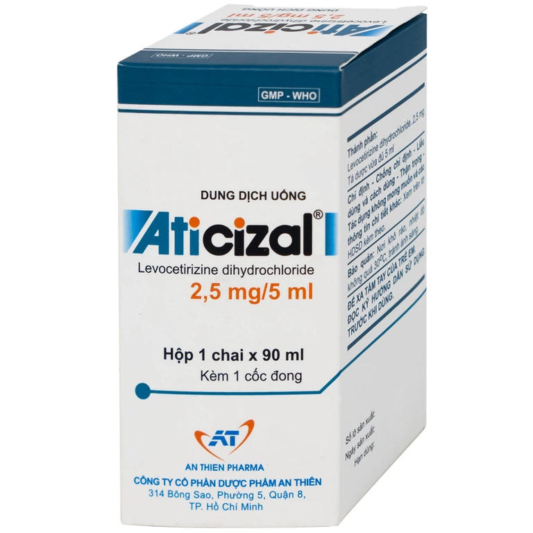 Dung dịch uống Aticizal 2,5mg/5ml An Thiên điều trị triệu chứng viêm mũi dị ứng (90ml)