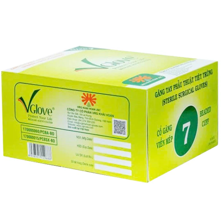 Găng tay phẫu thuật VGlove size S màu xanh không bột (100 chiếc)