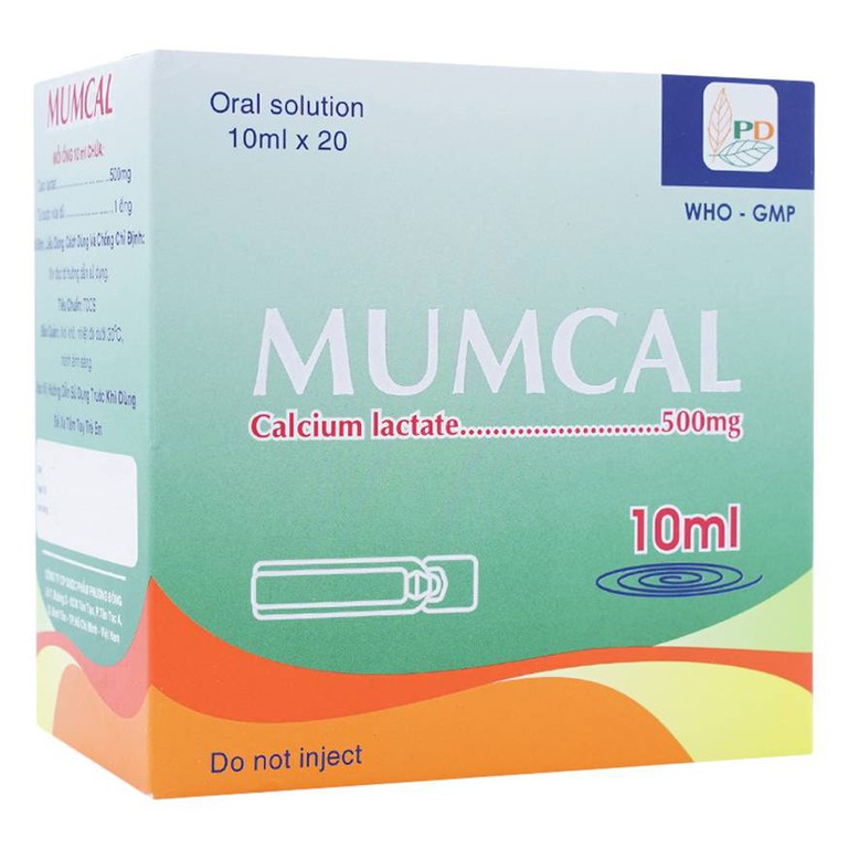 Dung dịch uống Mumcal 500mg Phương Đông bổ sung Canxi cho phụ nữ mang thai (20 ống x 10ml)