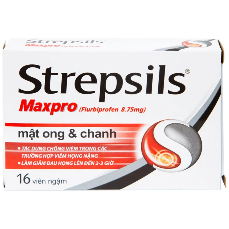 Viên ngậm Strepsils Maxpro mật ong & chanh chống viêm, làm giảm đau họng (2 vỉ x 8 viên)